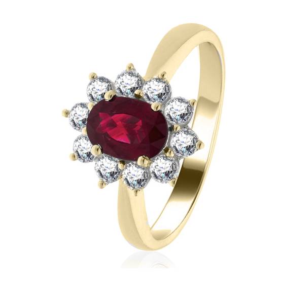 0.80ct Ruby and Diamond Cluster Ring