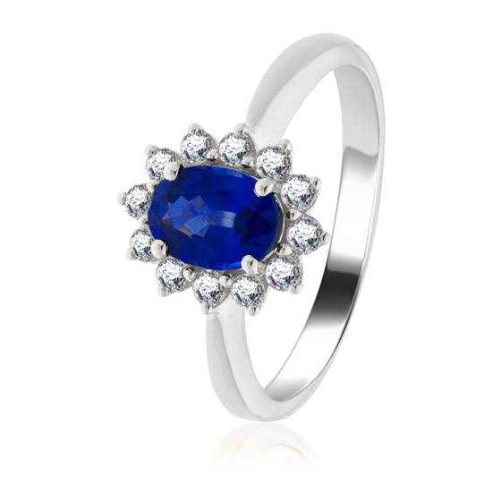 0.70ct Blue Sapphire and Diamond Cluster Ring