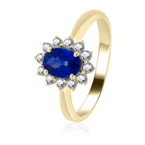 0.70ct Blue Sapphire and Diamond Cluster Ring
