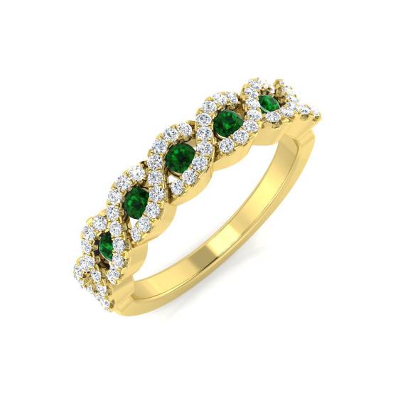 0.50ct VS/E-F Emerald and Diamond Half Eternity Gemstone Ring