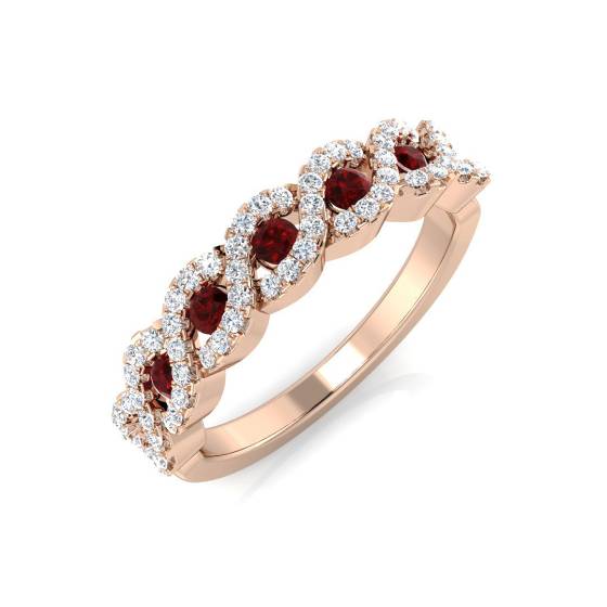 Round Ruby and Diamond Designer Ring