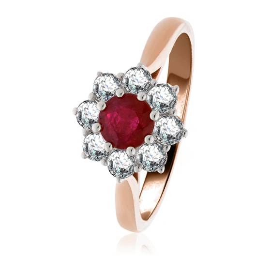 0.65ct Ruby and Diamond Cluster Ring