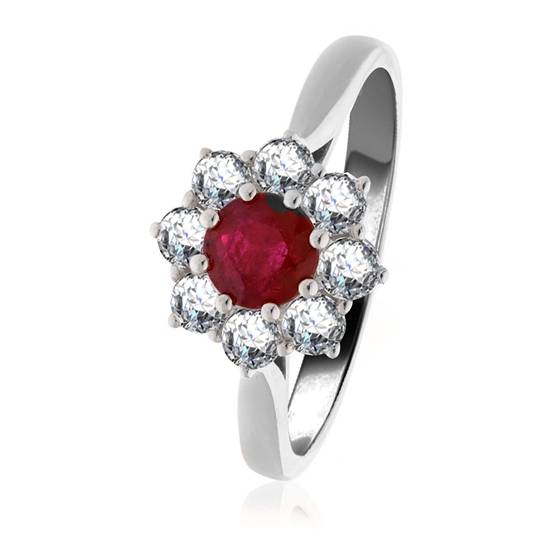 0.65ct Ruby and Diamond Cluster Ring