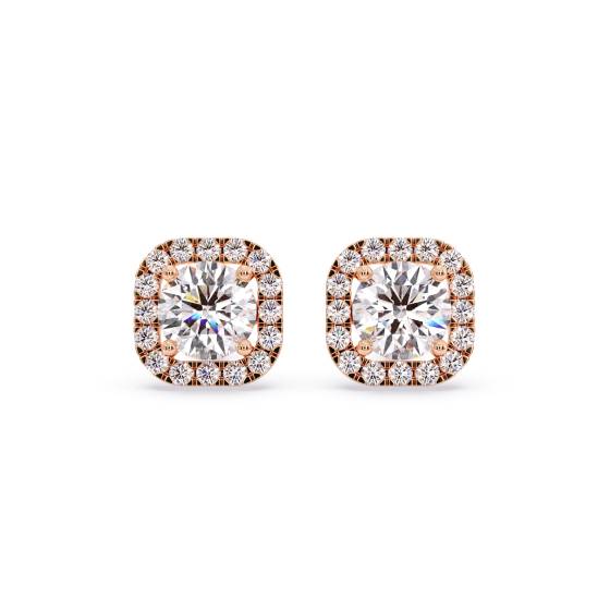 Unique Round Diamond Single Halo Earrings
