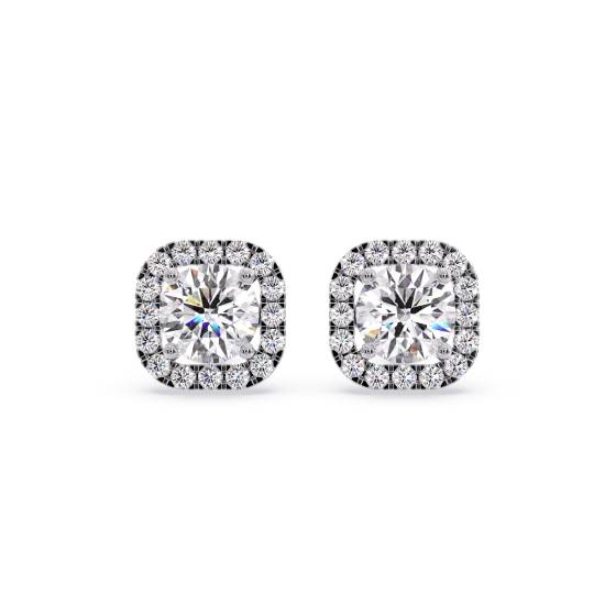 Unique Round Diamond Single Halo Earrings