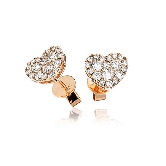 0.70ct VS/E-F Unique Natural Round Diamond Cluster Earrings in 18k Rose Gold