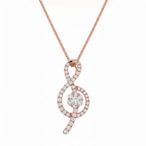0.40ct VS/F-G Natural Round Diamond Designer Pendant in 18k Rose Gold