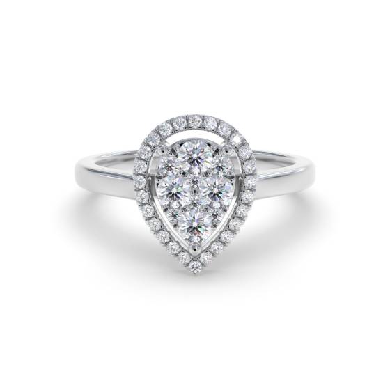 0.40CT VS/E-F Round Natural Diamond Cluster Ring