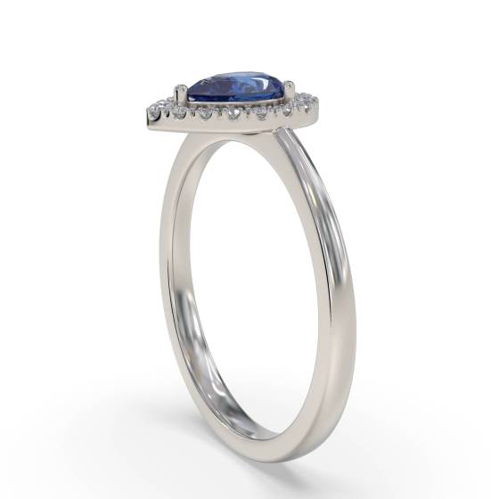 0.50ct Pear Blue Sapphire and Diamond Ring