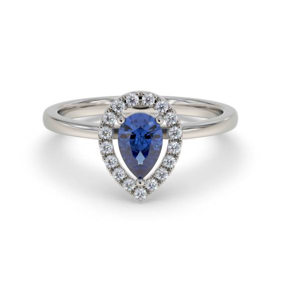 0.50ct Pear Blue Sapphire and Diamond Ring