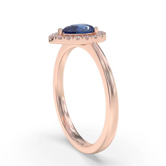 0.50ct Pear Blue Sapphire and Diamond Ring