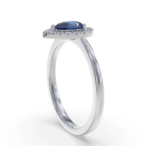 0.50ct Pear Blue Sapphire and Diamond Ring