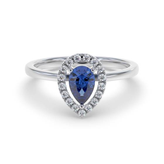 0.50ct Pear Blue Sapphire and Diamond Ring