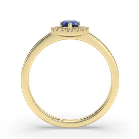 0.50ct Pear Blue Sapphire and Diamond Ring