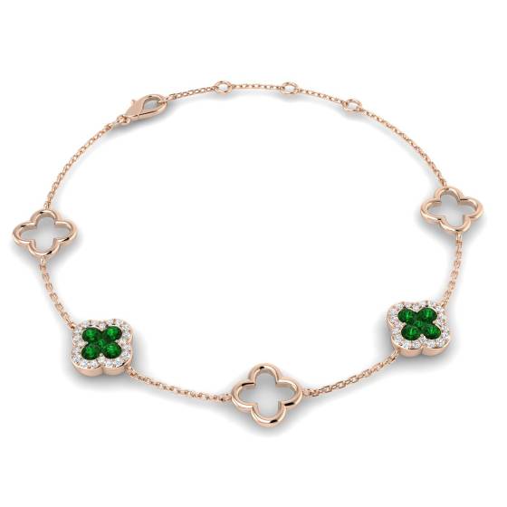 0.70ct VS/E-F Round Emerald and Diamond Designer Bracelet