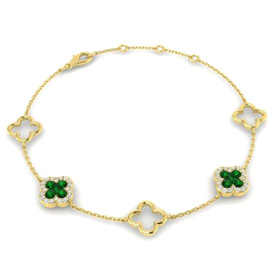 0.70ct VS/E-F Round Emerald and Diamond Designer Bracelet