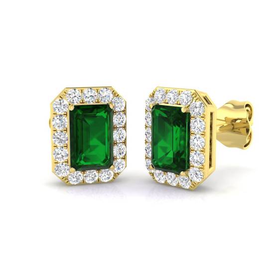 1.45ct VS/E-F Emerald and Diamond Gemstone Earrings