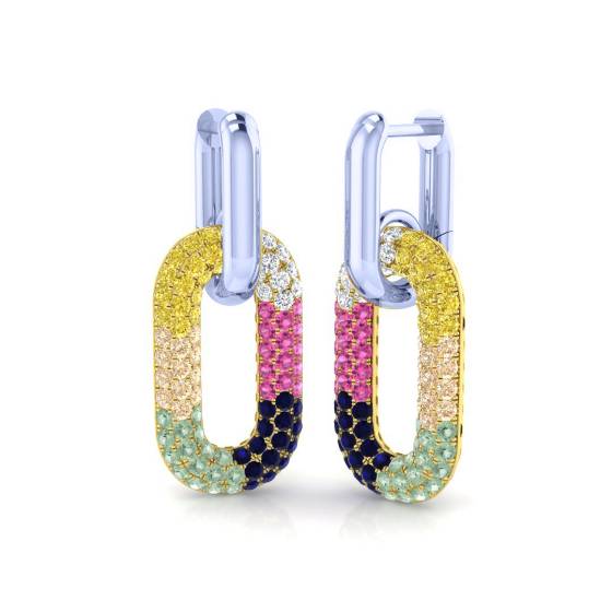 Round Multistone Drop Earrings