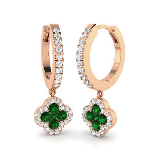 0.75ct VS/E-F Emerald and Diamond Gemstone Earrings