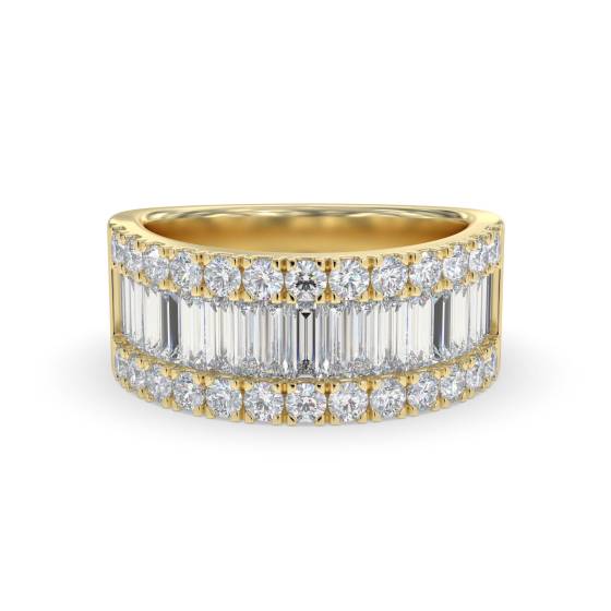 2.40ct Round and Baguette Diamond Multi Row Dress Ring