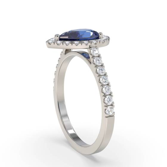 0.70ct Blue Sapphire and Diamond Cluster Ring
