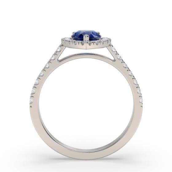 0.70ct Blue Sapphire and Diamond Cluster Ring