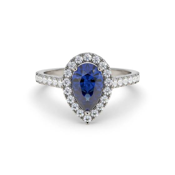 0.70ct Blue Sapphire and Diamond Cluster Ring
