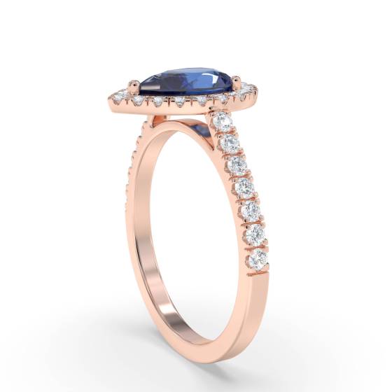 0.70ct Blue Sapphire and Diamond Cluster Ring