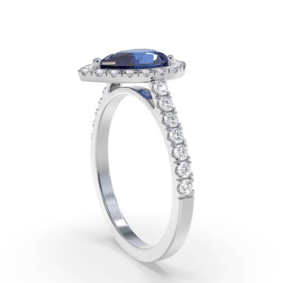 0.70ct Blue Sapphire and Diamond Cluster Ring