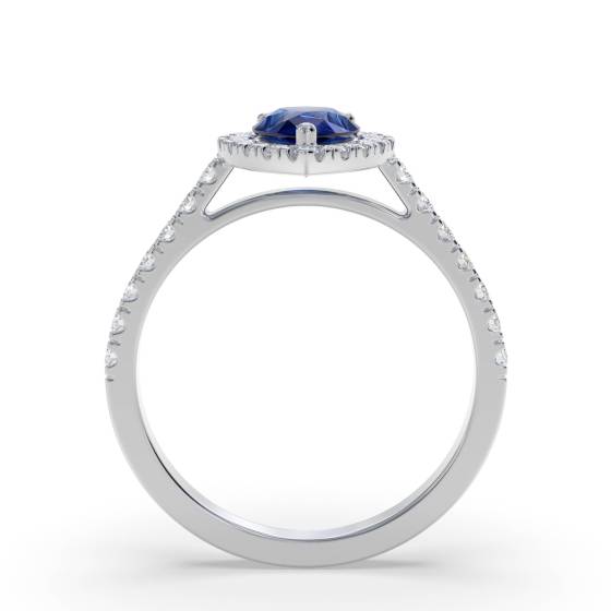 0.70ct Blue Sapphire and Diamond Cluster Ring