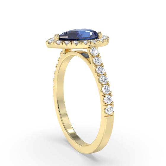 0.70ct Blue Sapphire and Diamond Cluster Ring