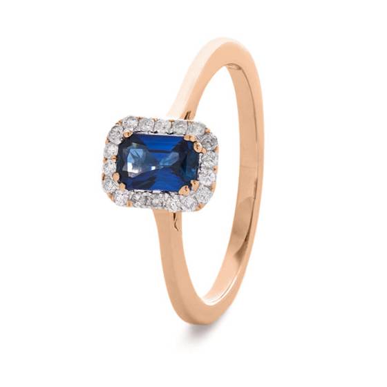 0.80ct Emerald Blue Sapphire and Diamond Ring