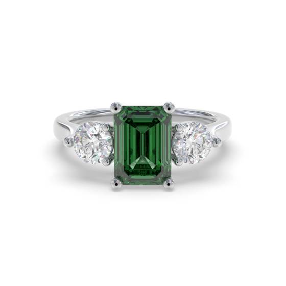 1.05ct VS/E-F Trilogy Emerald and Diamond Gemstone Ring
