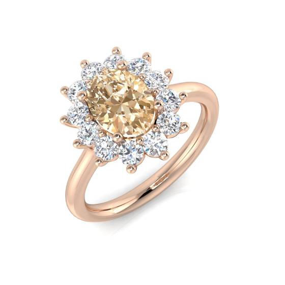 1.75ct VS/E-F Morganite and Diamond Gemstone Ring