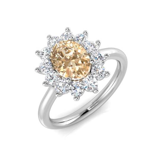 1.75ct VS/E-F Morganite and Diamond Gemstone Ring