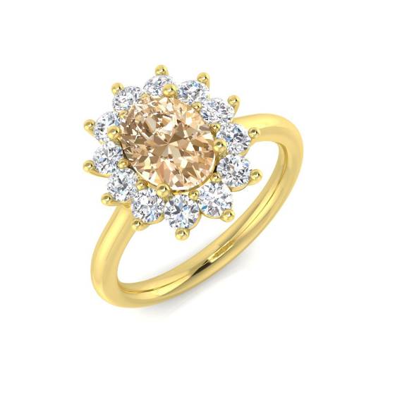 1.75ct VS/E-F Morganite and Diamond Gemstone Ring