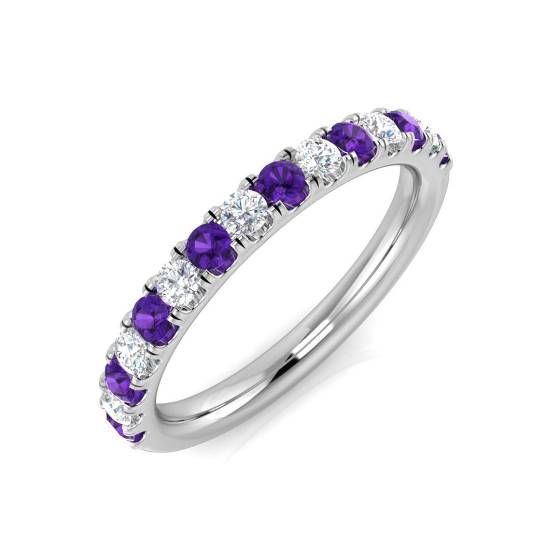 0.55ct Round Amethyst and Round diamond Half Eternity Ring
