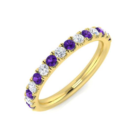0.55ct Round Amethyst and Round diamond Half Eternity Ring