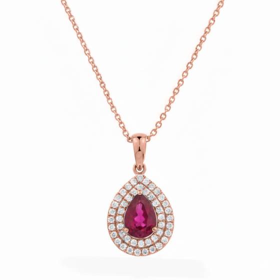 Ruby and Diamond Halo Pendant