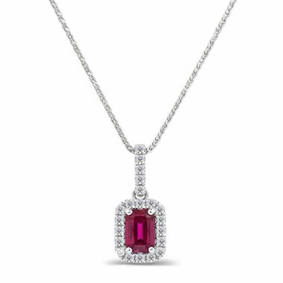 Ruby and Diamond Halo Pendant