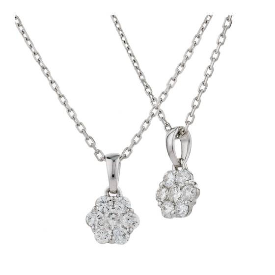 0.25ct VS/F-G Natural Round Diamond Cluster Pendant in 18k White Gold