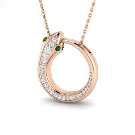 0.25ct VS/E-F Round Emerald Gemstone and Diamond Designer Pendant