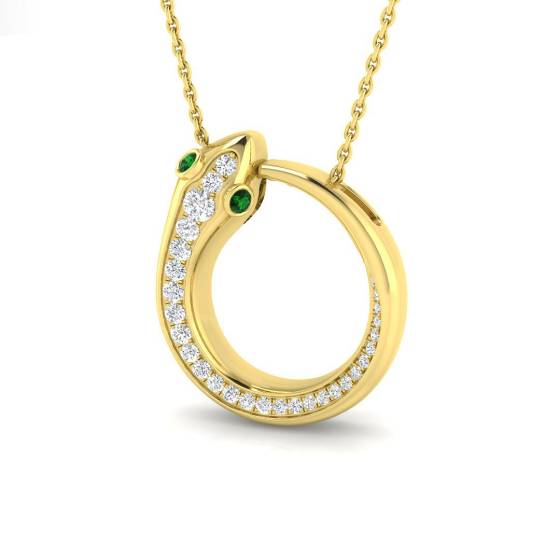 0.25ct VS/E-F Round Emerald Gemstone and Diamond Designer Pendant