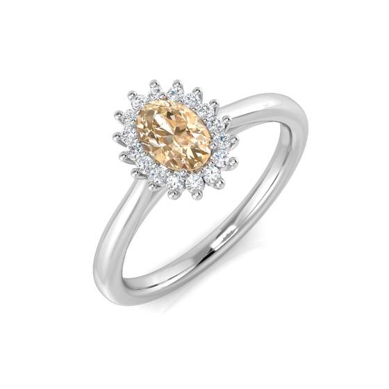 0.60ct VS/E-F Morganite and Diamond Gemstone Ring
