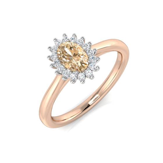 0.60ct VS/E-F Morganite and Diamond Gemstone Ring