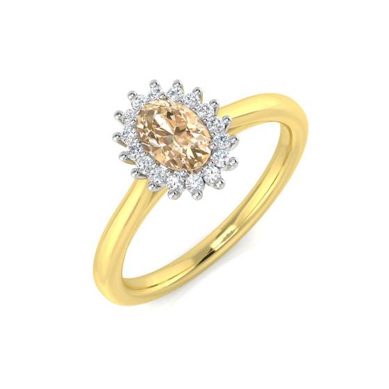 0.60ct VS/E-F Morganite and Diamond Gemstone Ring