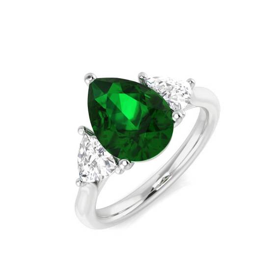 1.70ct VS/E-F Trilogy Emerald and Diamond Gemstone Ring