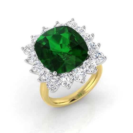 11.70ct VS/E-F Halo Set Emerald and Diamond Gemstone Ring