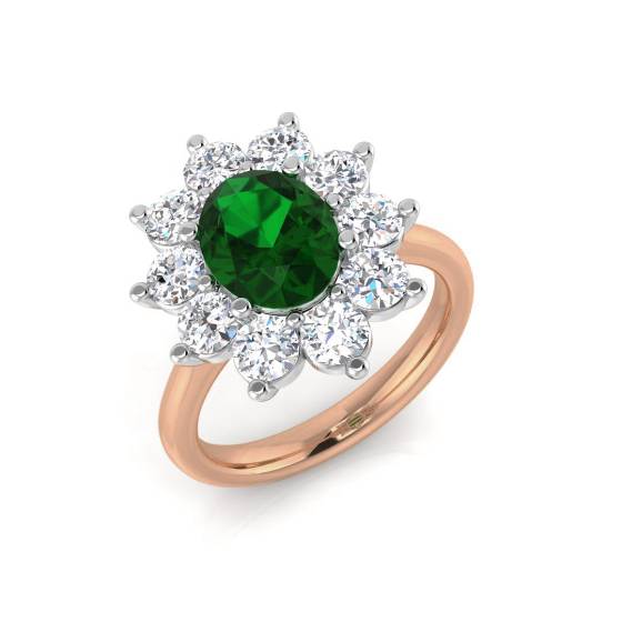3.15ct VS/E-F Emerald and Diamond Halo Ring