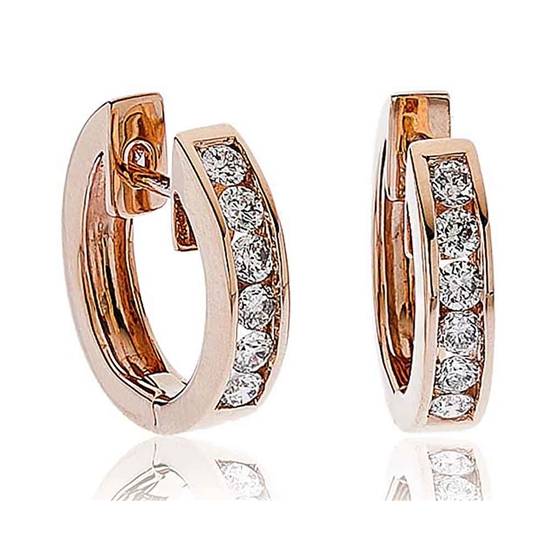 0.35ct VS/F-G Classic Natural Round Diamond Hoop Earrings in 18k Rose Gold
